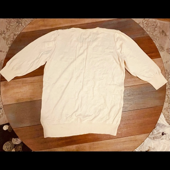 Old Navy Cream Crochet Front 3/4 sleeve sweater XL - Picture 2 of 8